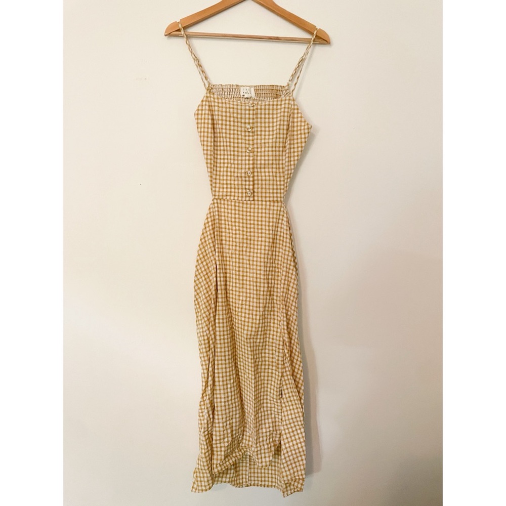 Yellow Gingham Women Dress